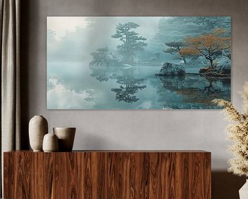 Zen tuin achtergrond banner. Aziatisch seizoensbeeld van Ariadna de Raadt-Goldberg