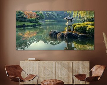 Zen tuin achtergrond banner. Aziatisch seizoensbeeld van Ariadna de Raadt-Goldberg