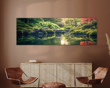 Bannière d'arrière-plan de jardin zen. Image de saison asiatique