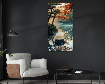 Zen tuin achtergrond banner. Aziatisch seizoensbeeld van Ariadna de Raadt-Goldberg
