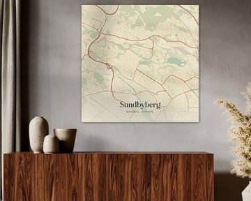 Vintage landkaart van Sundbyberg, Sweden. van Stad & Wand