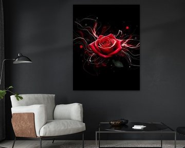 Karmijnrode bloei van Artistic