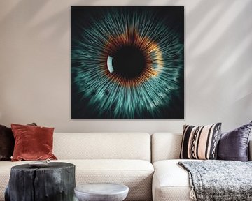Atemberaubende Nahaufnahme einer Iris in schönem Blau und natürlichem Farbton, aufgenommen in hyperrealistischer Digitalkunst von ByLulu