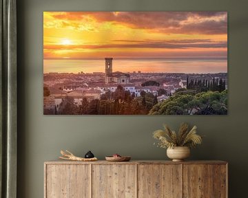 Rosignano Marittimo en de zee bij zonsondergang van Stefano Orazzini