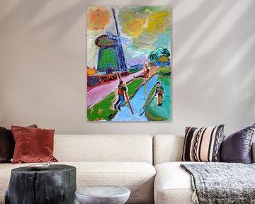 Slootje springen bij de molen van Simon Borst