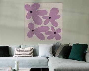 Lila bloemen op wit. van Dina Dankers
