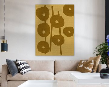 Okergele bloemen op geel van Dina Dankers