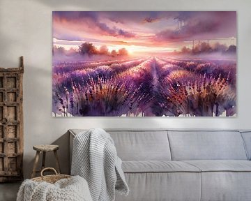 Dageraad's omarming in lavendelvelden van Chromatic Fusion Studio