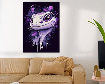 Fascinerende gekko in levendige paarse tinten van Pixelbull Design