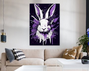 Expressive rabbit portrait in violet tones by Pixelbull Design