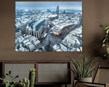 Binnenstad van Zwolle tijdens een koude winterochtend