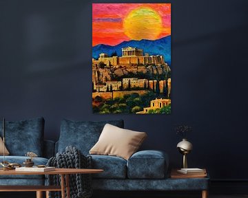 De Akropolis van Athene Zonsondergang van MIROKKU