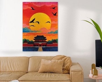 De Verboden Stad van China Zonsondergang van MIROKKU