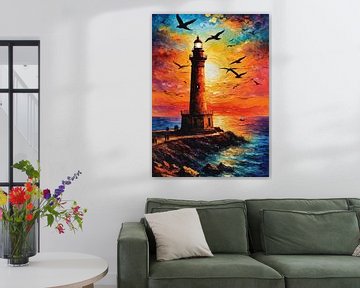 Een vuurtoren zonsondergang van MIROKKU