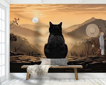 Contemplative cat at sunrise by Martine Affre Eisenlohr