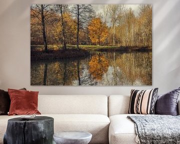Herfstbosvijver bij Eigeltingen in Hegau - district Konstanz van BlattArt - Christine Horn
