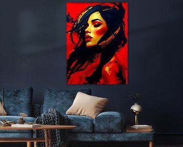 The fire within me - An abstract journey in black, red and gold by The Art of Mark Fischer