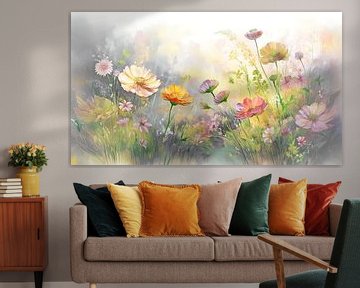 Dreamy Painting of a flower garden in pastel by Studio Pieternel