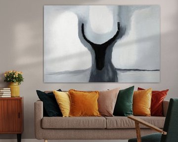 Schaduwen en mist - een modern minimalistisch schilderij van Frankie Soldado