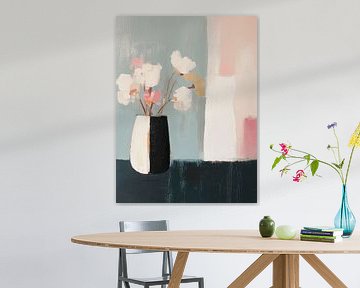 Stilleben mit Blumen in Pastellfarben von Japandi Art Studio