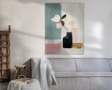Still life with flowers in pastel colours by Japandi Art Studio