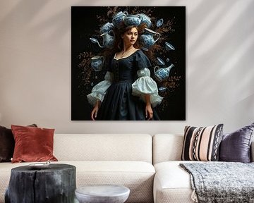 the milkmaid old master new style portrait. by J.a Dijkstra