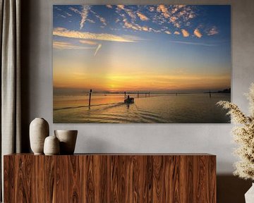 Fishing boat on the Untersee shortly before sunrise - Lake Constance by BlattArt - Christine Horn