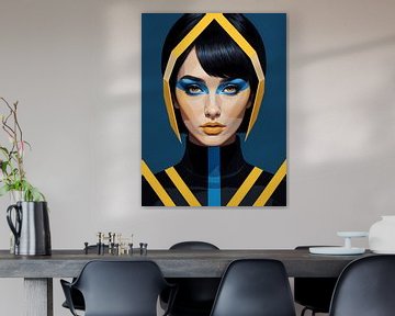 Geometrisch Vrouwenportret Pop Art Mode Geel van 1xMerch