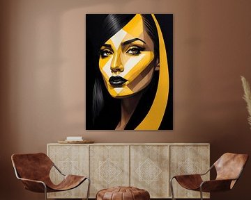 Pop Art Vrouwenportret Abstract Geometrische Kunst
