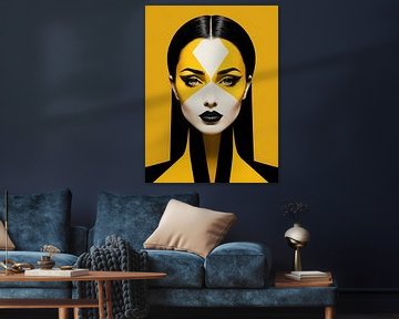 Pop Art Vrouwenportret Abstract Geometrische Kunst
