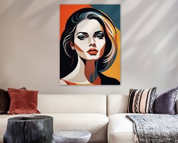 Pop Art Vrouwenportret Abstract Geometrische Kunst