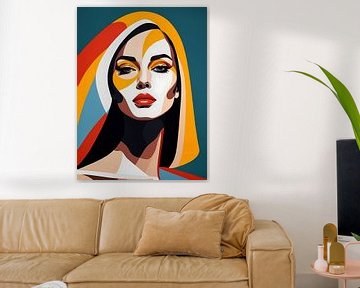 Pop Art Vrouwenportret Abstract Geometrische Kunst