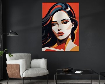 Pop Art Vrouwenportret Abstract Geometrische Kunst van 1xMerch