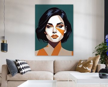 Pop Art Vrouwenportret Abstract Geometrische Kunst