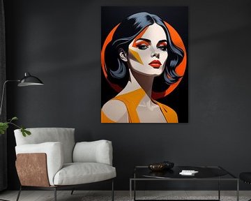 Pop Art Vrouwenportret Abstract Geometrische Kunst