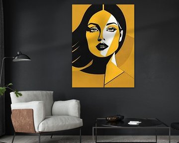 Pop Art Frau Porträt Abstrakte Geometrische Kunst