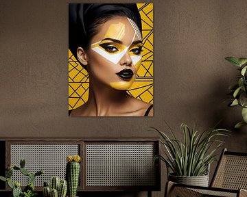 Pop Art Frau Porträt Abstrakte Geometrische Kunst