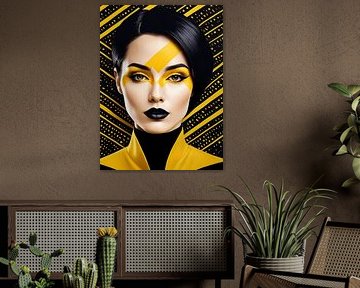 Pop Art Frau Porträt Abstrakte Geometrische Kunst