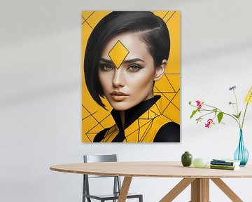 Pop Art Frau Porträt Abstrakte Geometrische Kunst