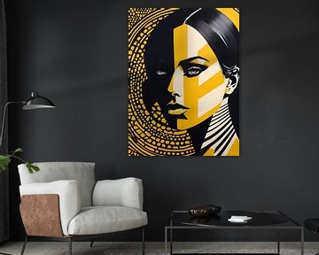 Pop Art Vrouwenportret Abstract Geometrische Kunst