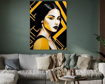 Pop Art Vrouwenportret Abstract Geometrische Kunst