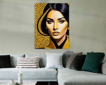 Pop Art Vrouwenportret Abstract Geometrische Kunst