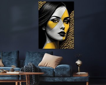 Pop Art Vrouwenportret Abstract Geometrische Kunst