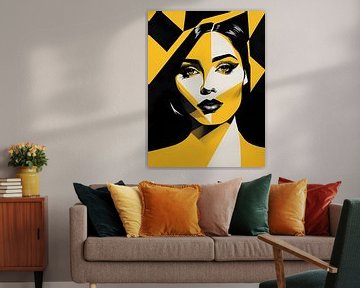 Pop Art Vrouwenportret Abstract Geometrische Kunst