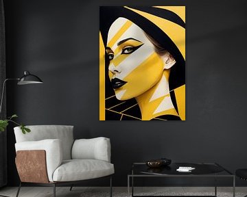 Pop Art Vrouwenportret Abstract Geometrische Kunst