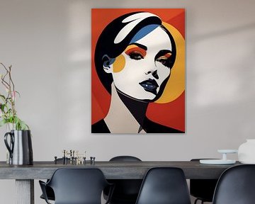 Pop Art Vrouwenportret Abstract Geometrische Kunst