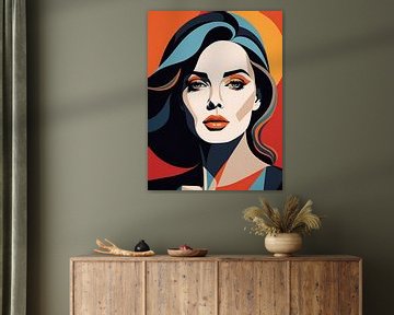 Pop Art Vrouwenportret Abstract Geometrische Kunst