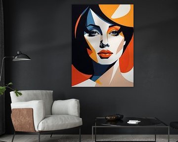 Pop Art Vrouwenportret Abstract Geometrische Kunst