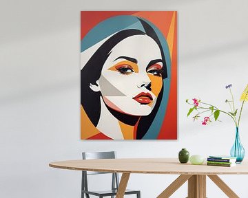 Pop Art Vrouwenportret Abstract Geometrische Kunst