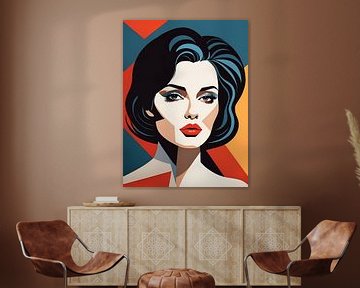 Pop Art Vrouwenportret Abstract Geometrische Kunst